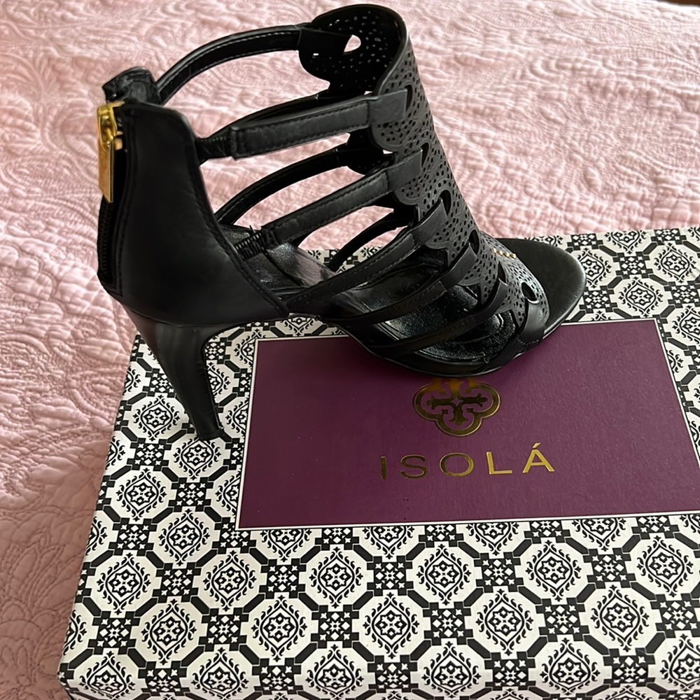 NEW! Gorgeous ISOLA Bel Air Black Leather Sandals